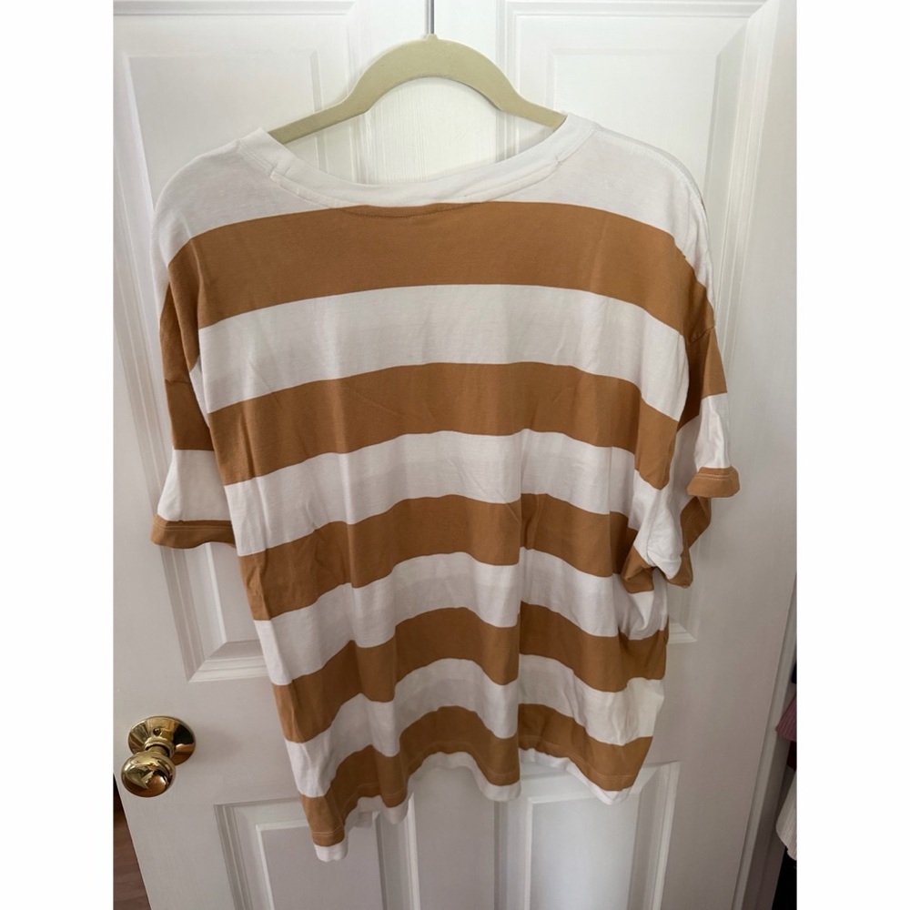 Striped Brown and White Women's Top - Picture 3 of 3